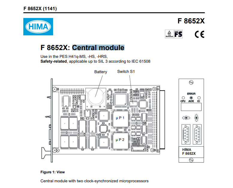 HIMA F8627X Central Module