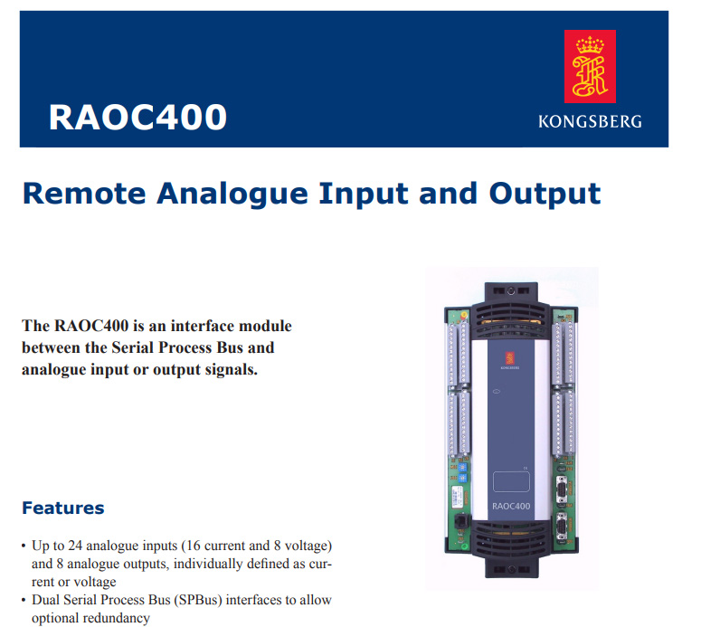 KONGSBERG  RMP400  Remote Analogue Input and Output